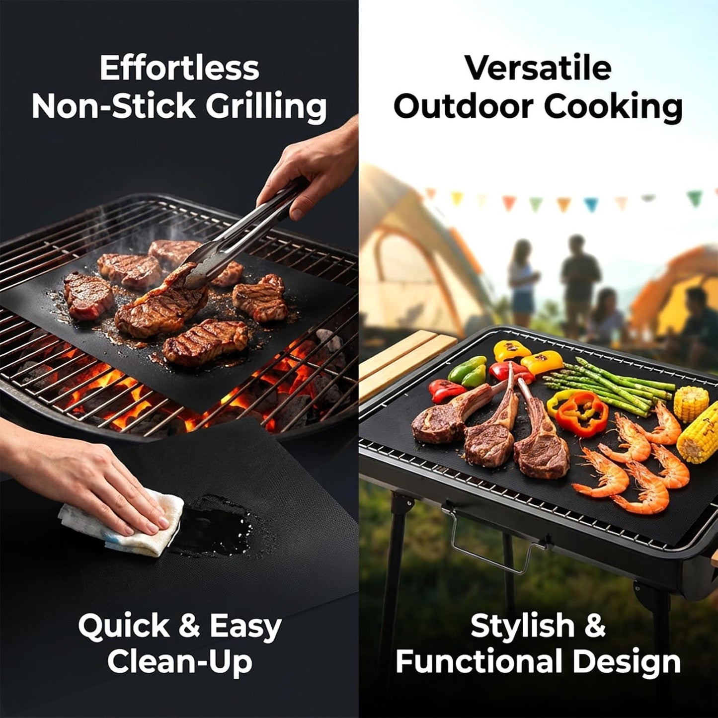 5 Alfombrillas parrilla antiadherentes 15.75x13pulg
