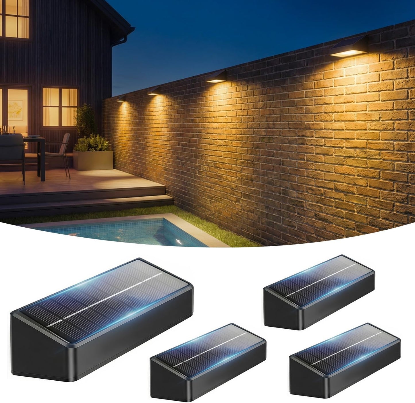 Set 4 Luces Fences Solares 3 Modos IP65