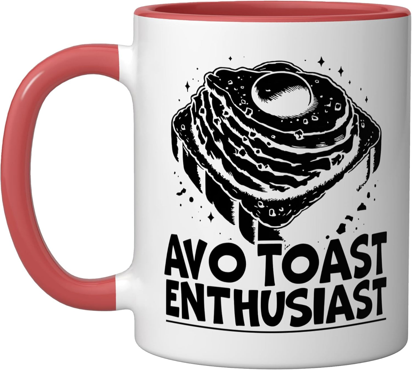 Taza Cerámica Vegana para Avo Toast y Guacamole Roja/Blanca