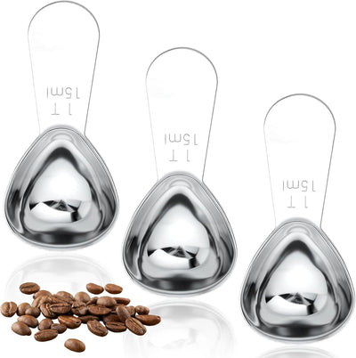 3 medidoras de café de metal para café molido, azúcar o harina