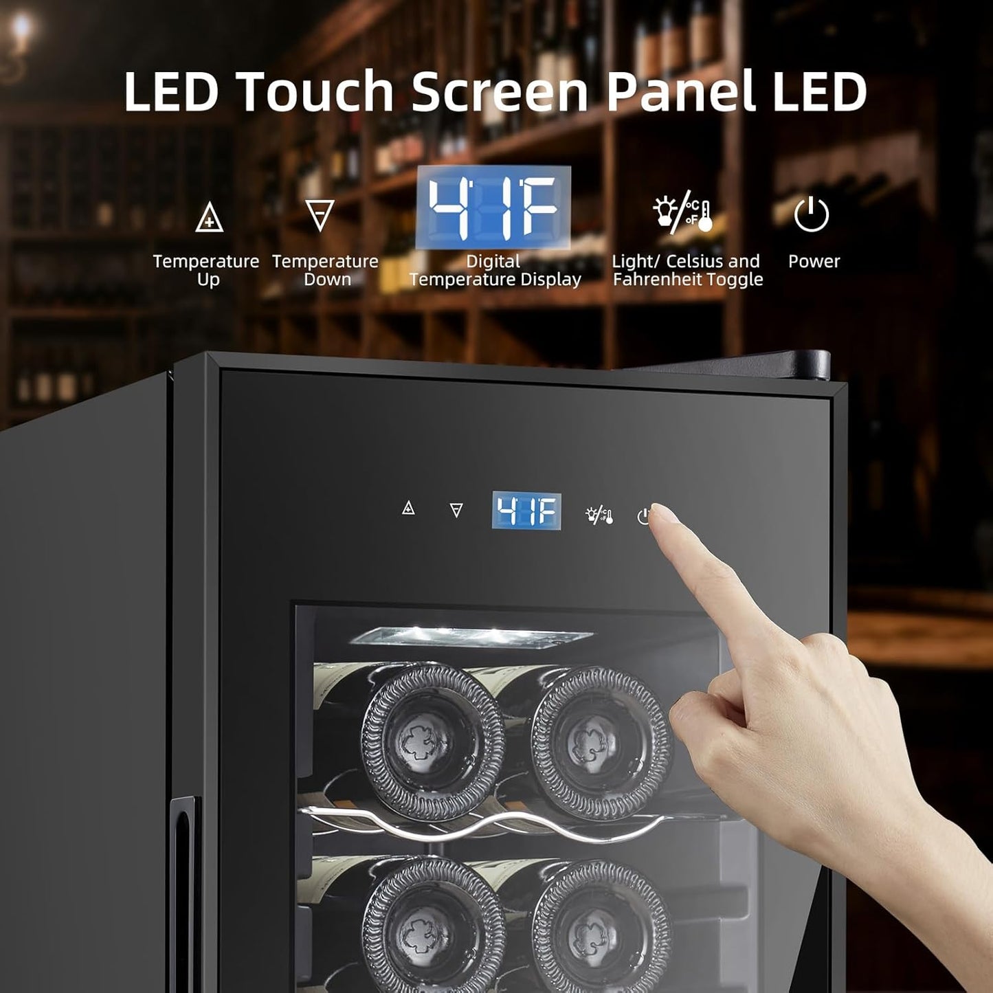 Mini refrigerador de vino compresor 12 botellas control digital