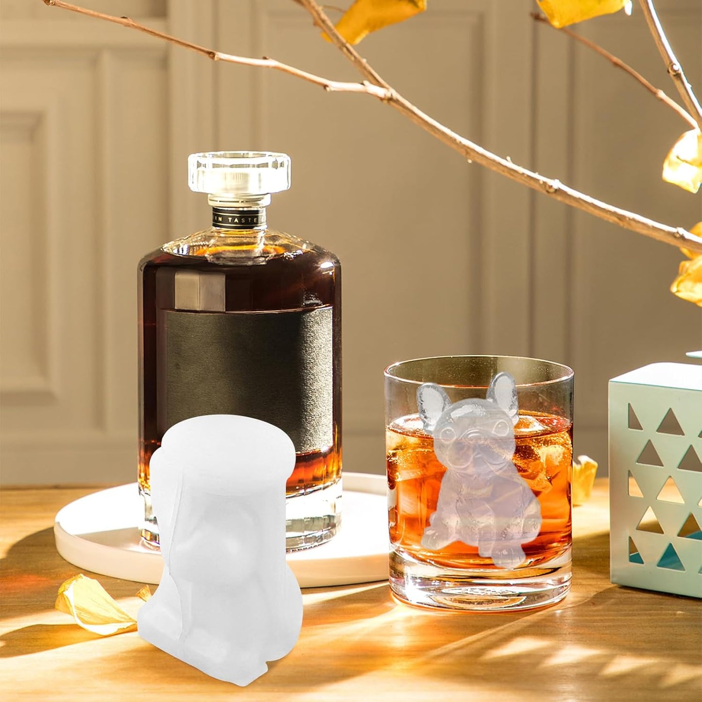 2 Moldes Silicona Cubos Hielo Forma Bulldog 3D