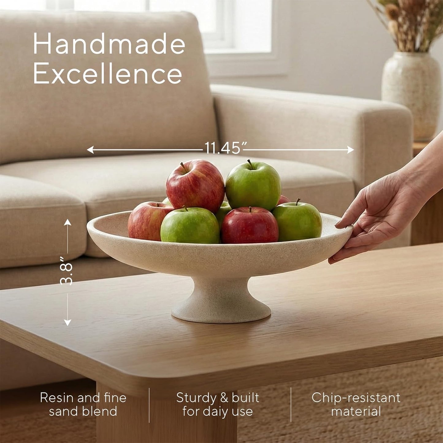 Cuenco decorativo pedestal moderno para hogar 11.45pulg
