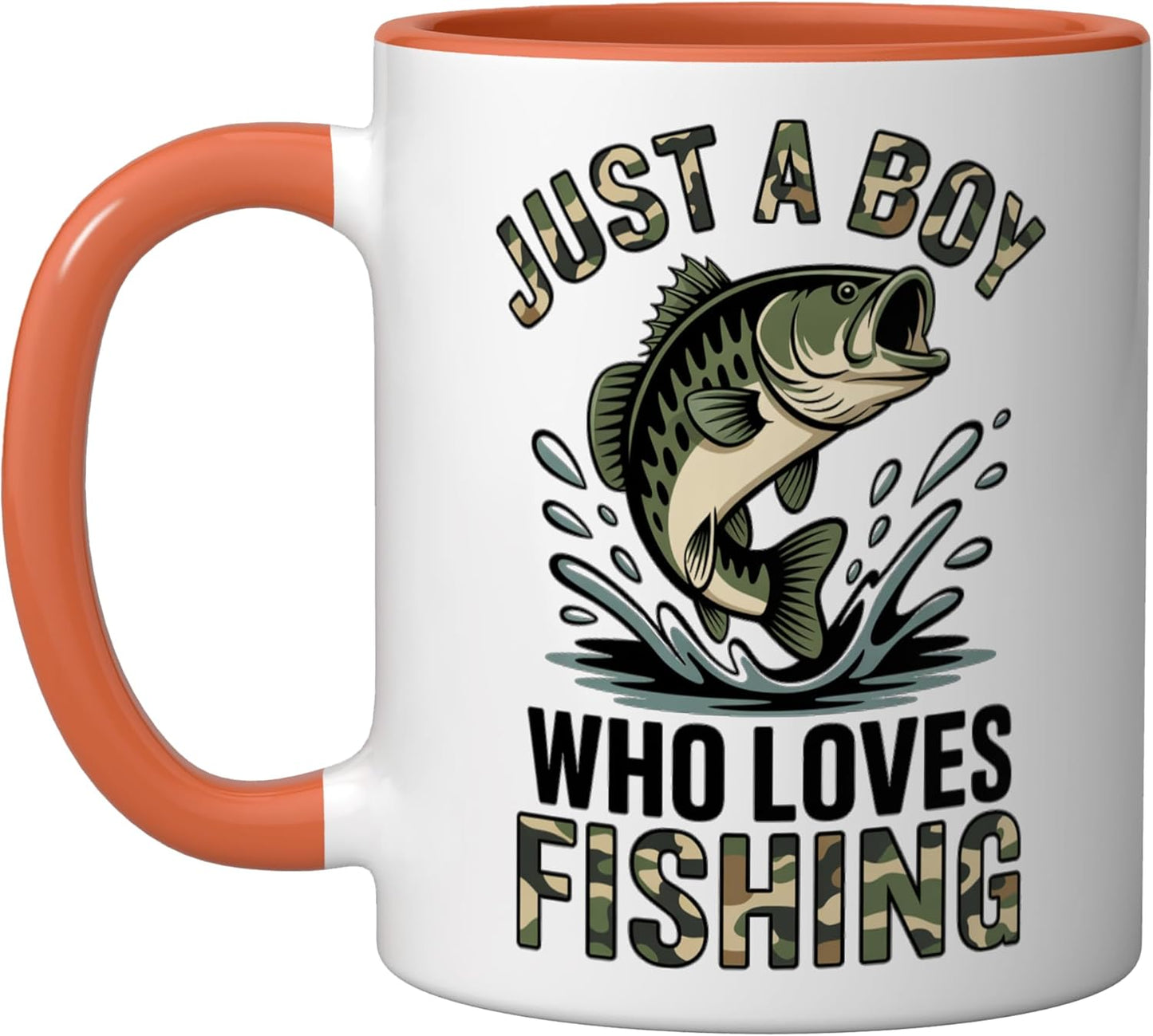 Taza Cerámica Pesca Carpa Color Naranja/Blanco