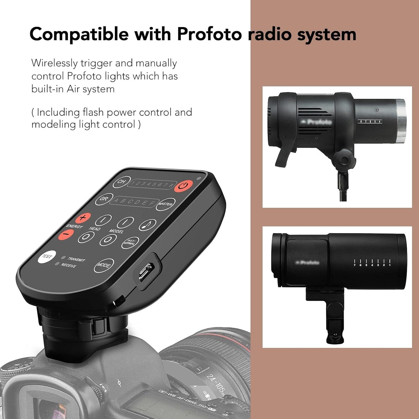 Disparador flash inalámbrico para Profoto A1 B10 B2 D2