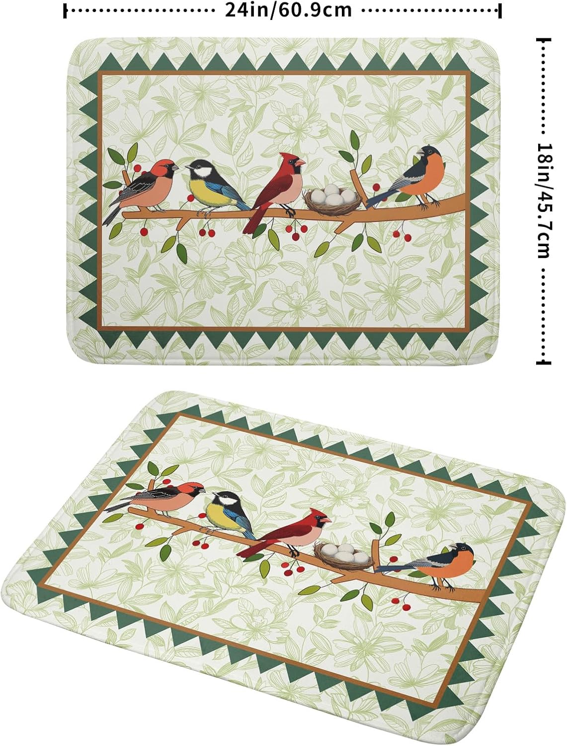 Tapete de secado de platos primavera con lindo pájaro reversible de microfibra