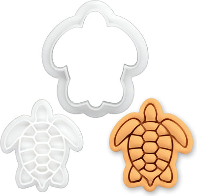 Juego de mini cortador de galletas sellos de tortuga marina para fondant y cupcakes de playa