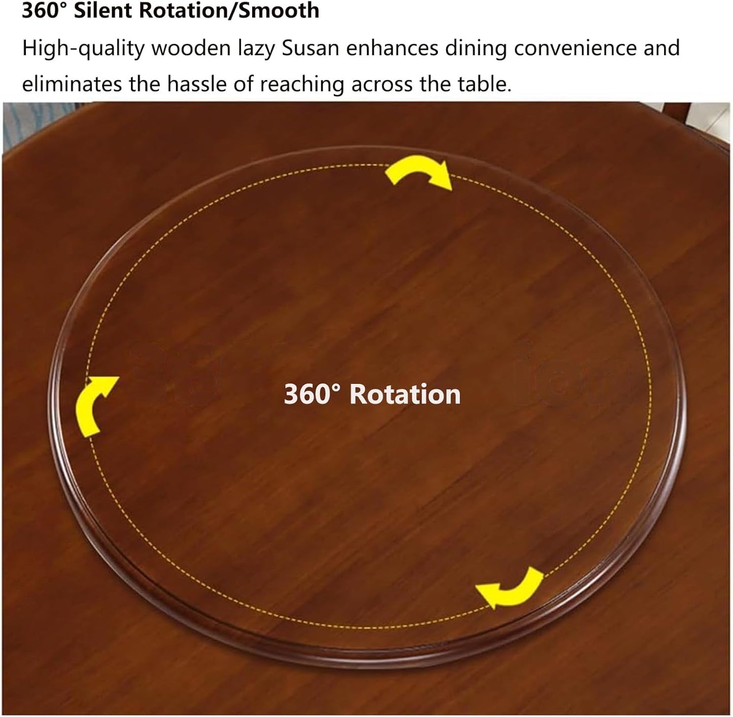 Tocadiscos Lazy Susan de madera 30pulg para mesa giro suave