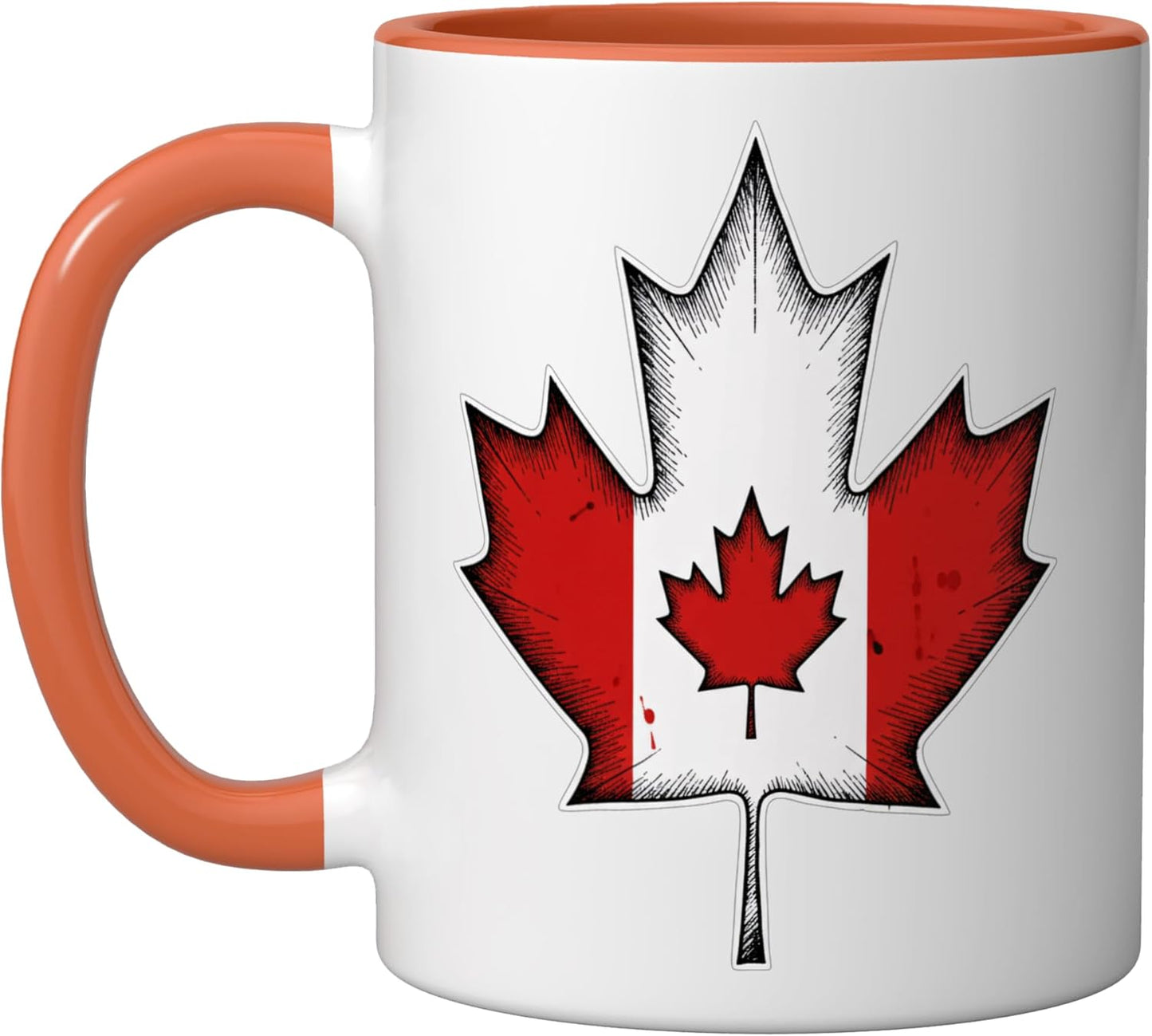 Taza Cerámica Bandera Canadá Emblema Mapa Naranja/Blanco