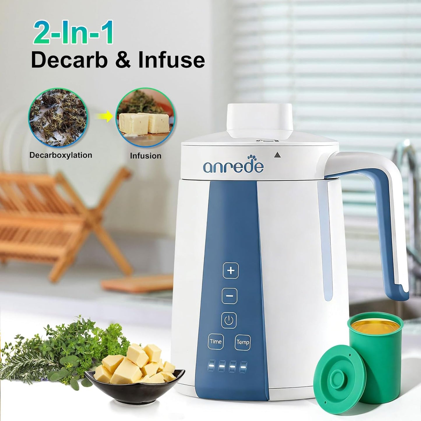 Máquina descarboxiladora e infusora 2en1 con modos ajustables