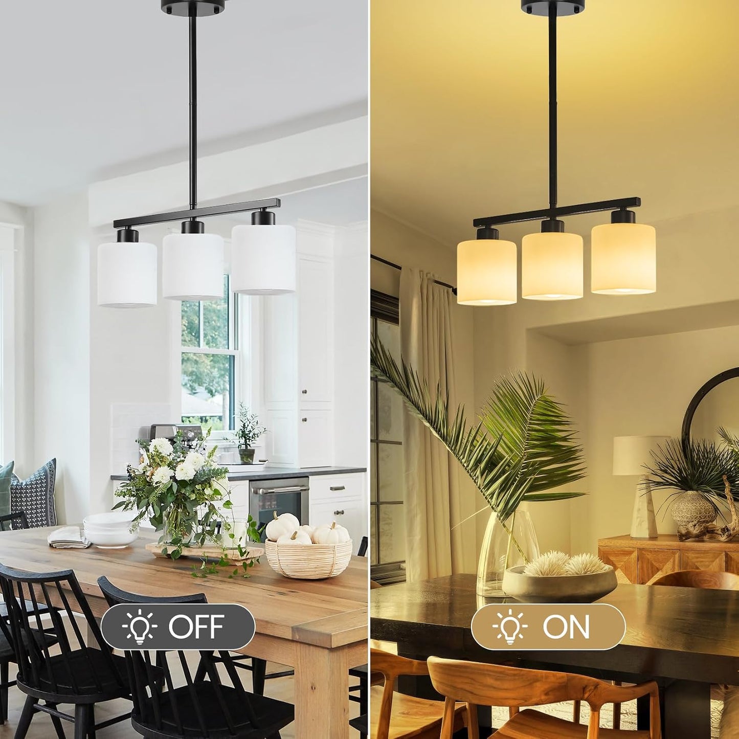 Lámpara colgante isla cocina 3 luces vidrio lechoso base E26