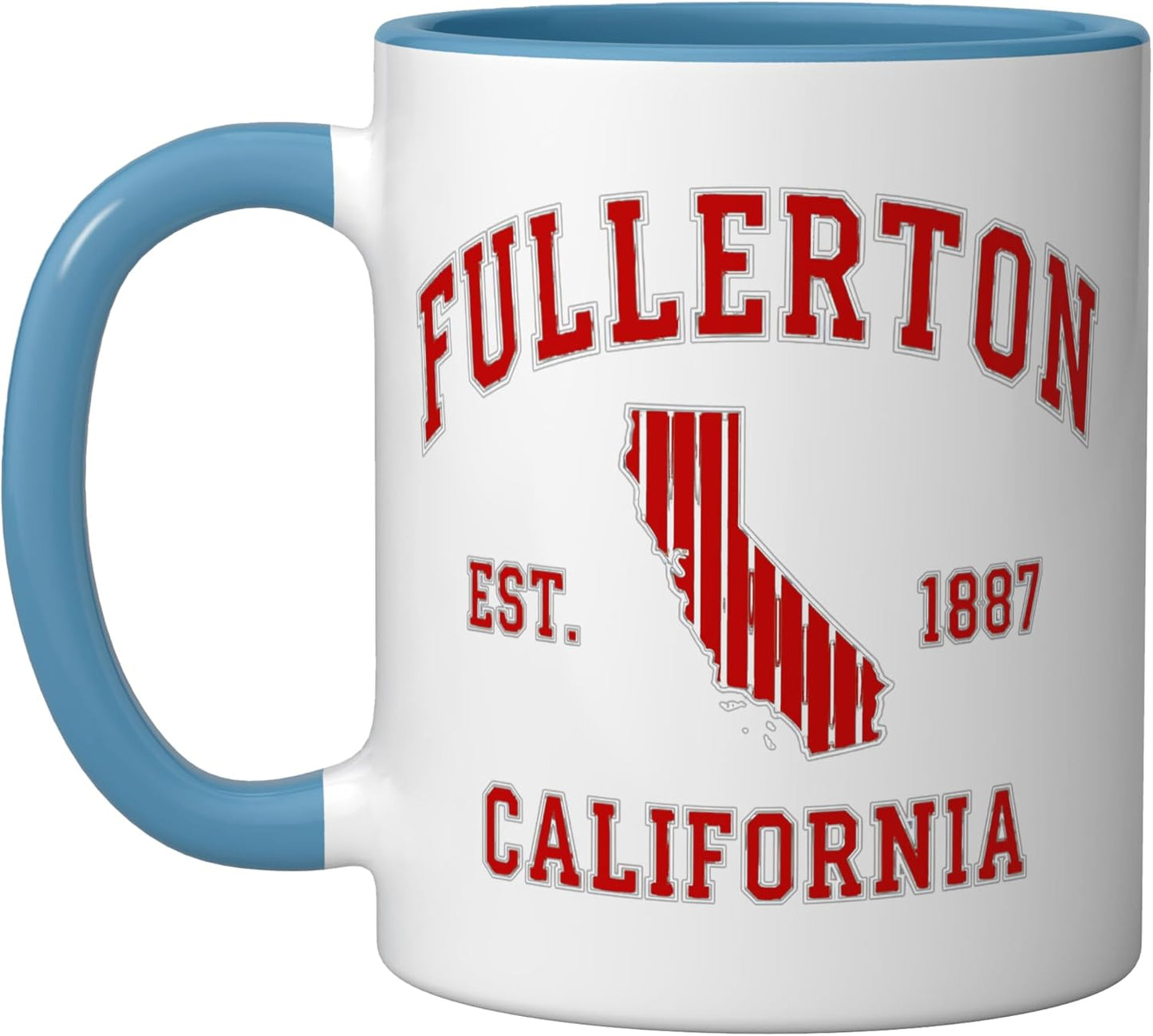 Taza cerámica Fullerton California Retro City Pride azul/blanco