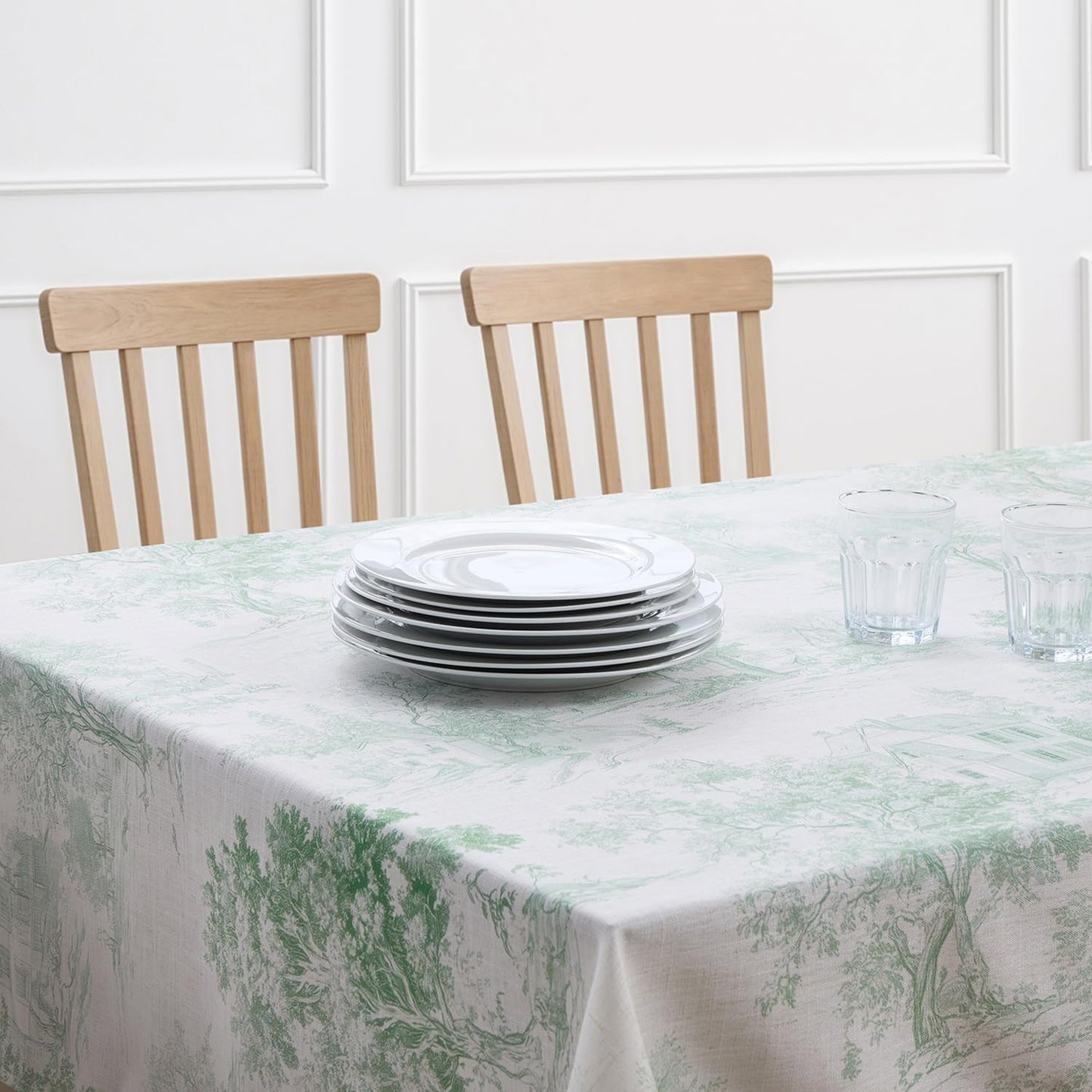 Mantel Rectangular Impermeable Lino Verde Salvia 52x70pulg
