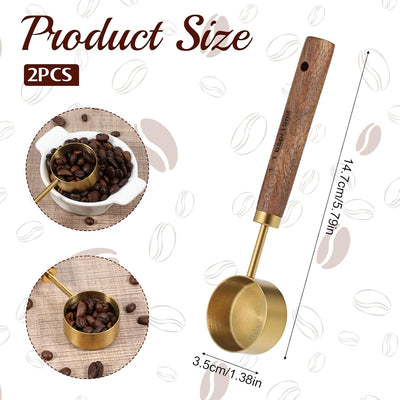2 cucharaditas de madera de acero inoxidable para café y té de 5.8 pulgadas