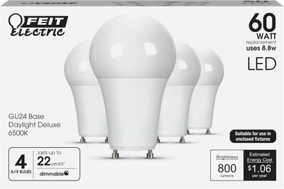 Bombilla LED A19 GU24 regulable blanco brillante 6500K 800lm