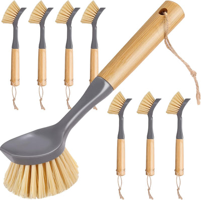 Cepillo cocina 8 pzas mango bambú raspador integrado