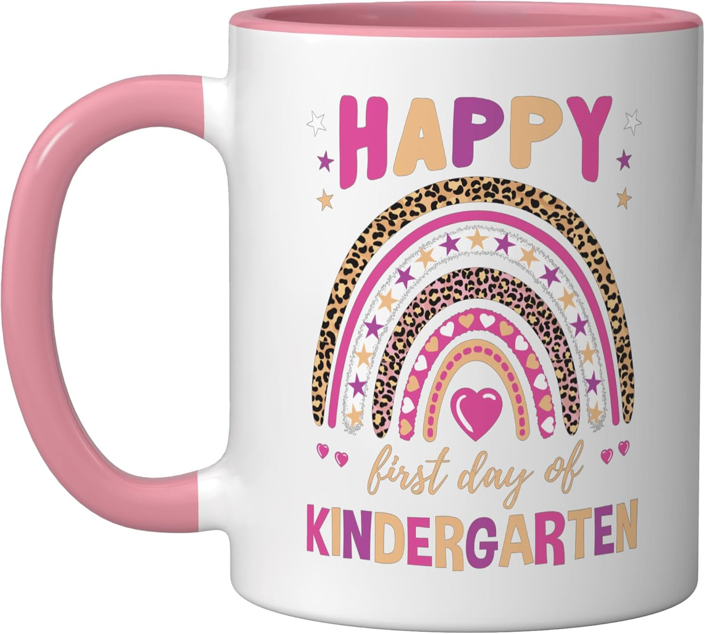 Taza cerámica leopardo arcoíris para primer día de kindergarten