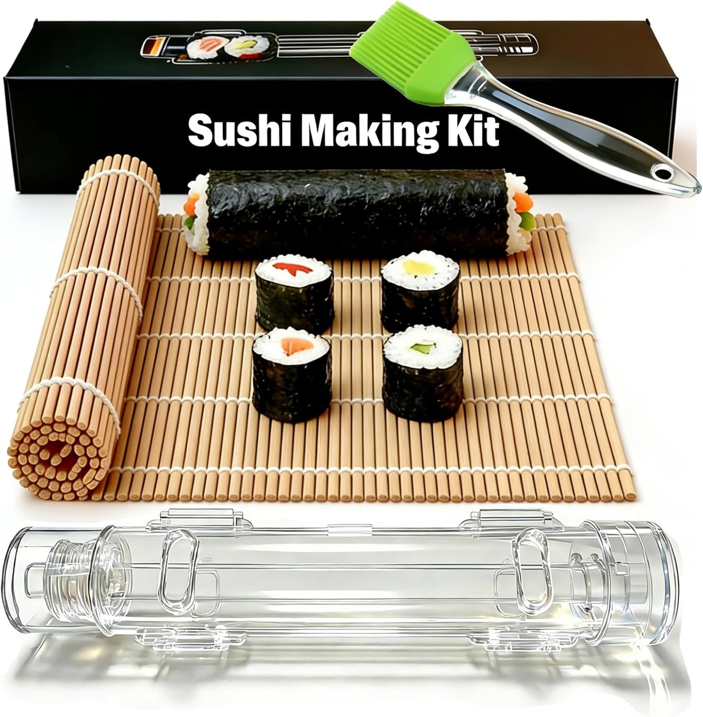 Kit fabricación sushi rodillo transparente bambú