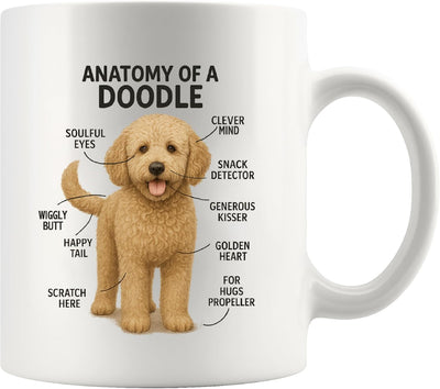 Taza de cerámica Anatomy of A Doodle 11 oz regalo para amantes de perros