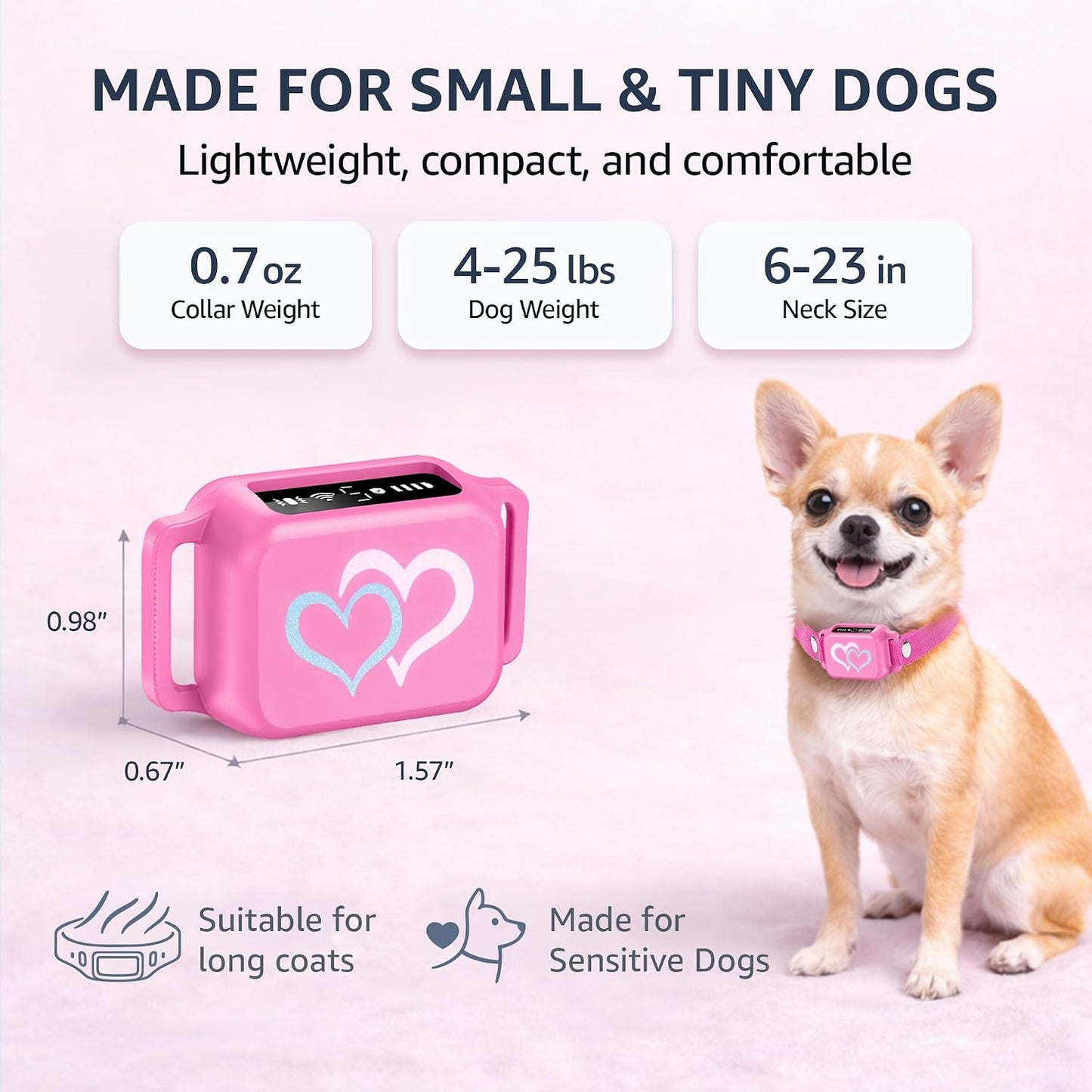 Collar antiladridos perros 5-15lb magnético 3 modos 5 niveles
