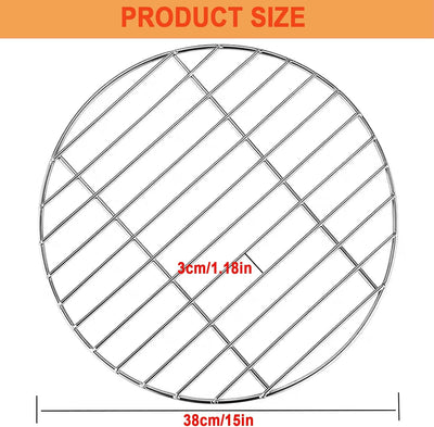 Parrilla redonda acero inox 15pulg antiadherente para barbacoa