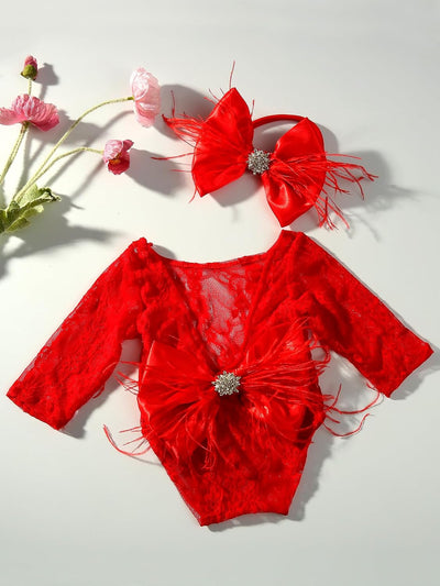 Traje encaje niña diadema flores recién nacido