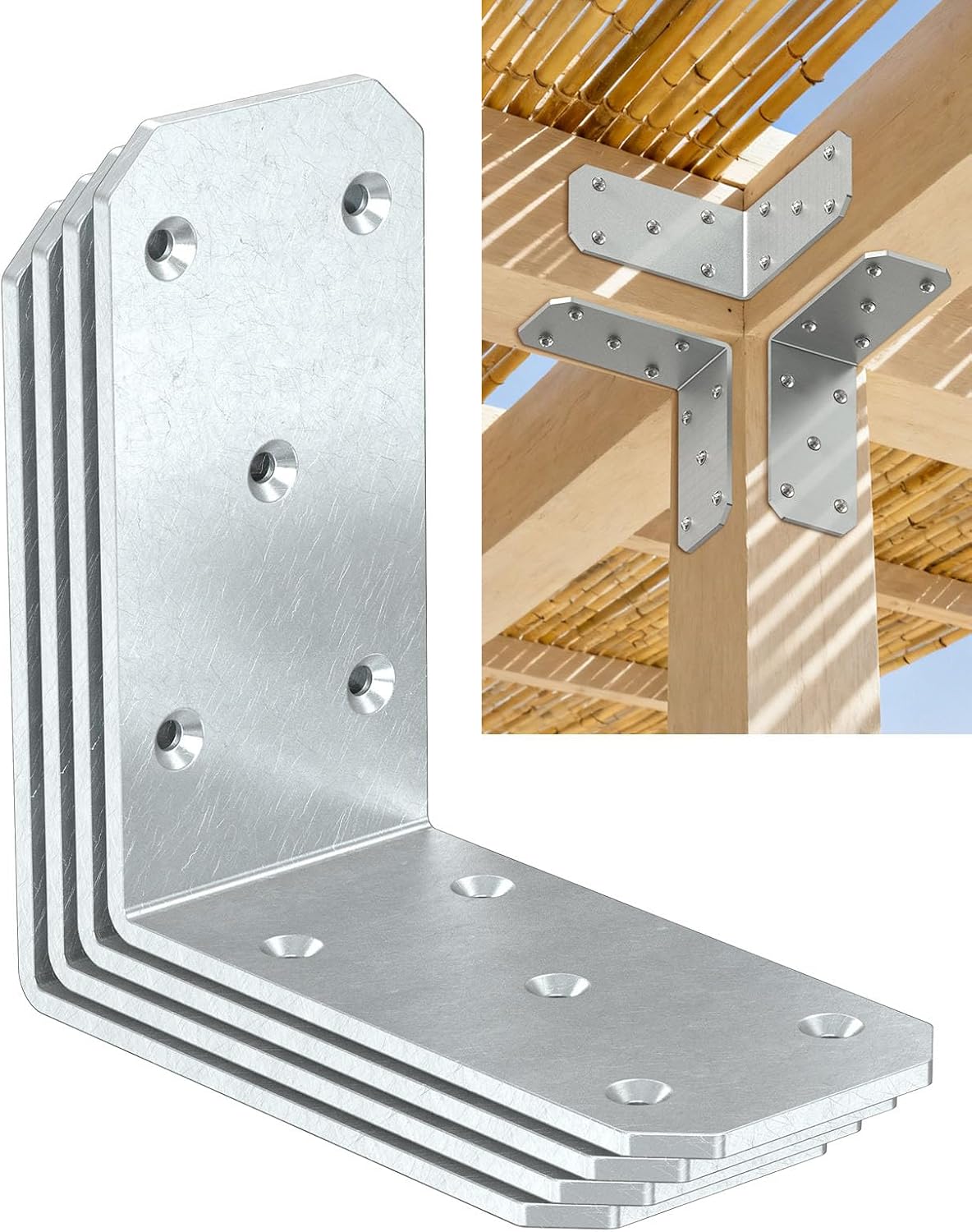 Set 4 Soportes L Acero Duradero 5x5x2.5pulg