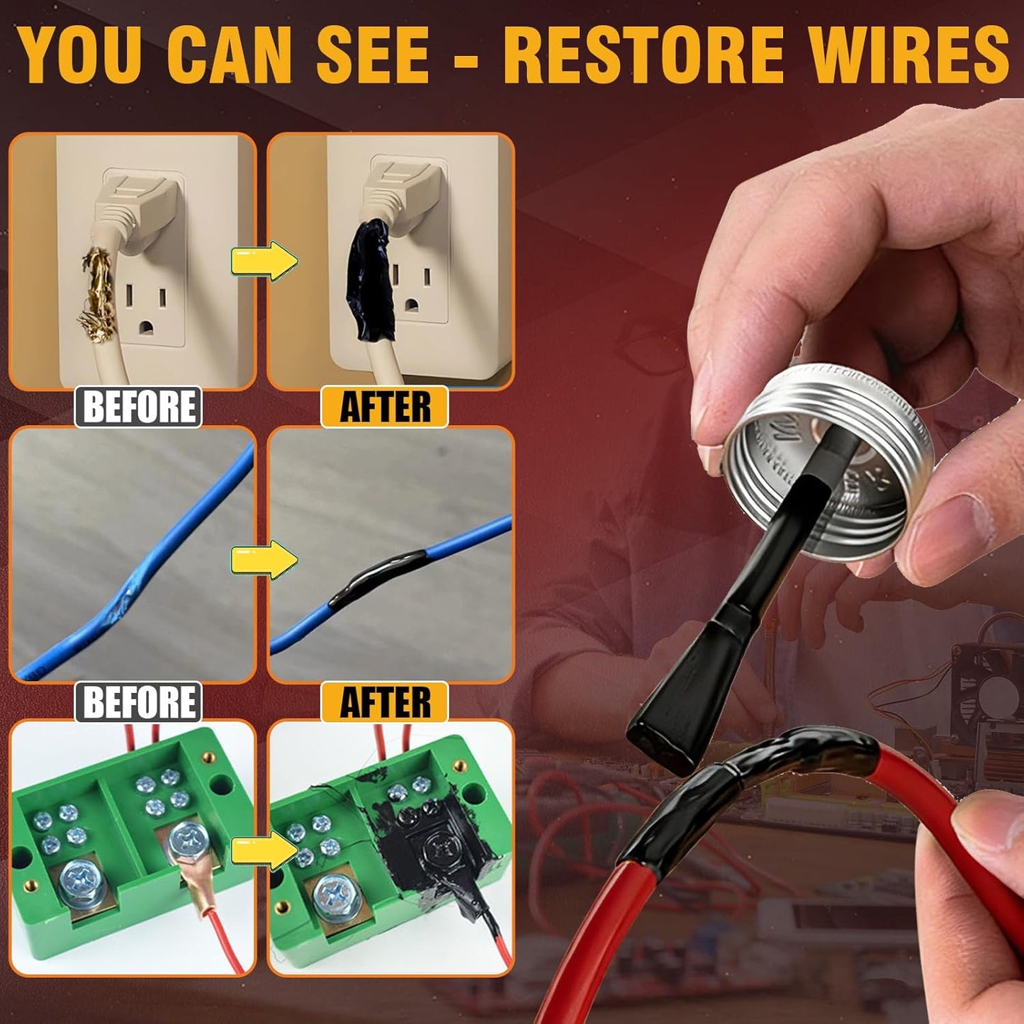 Cinta electrica liquida negra aislamiento cable impermeable