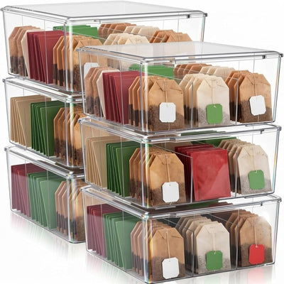 Organiz. bolsas té transparente para cocina y despensa