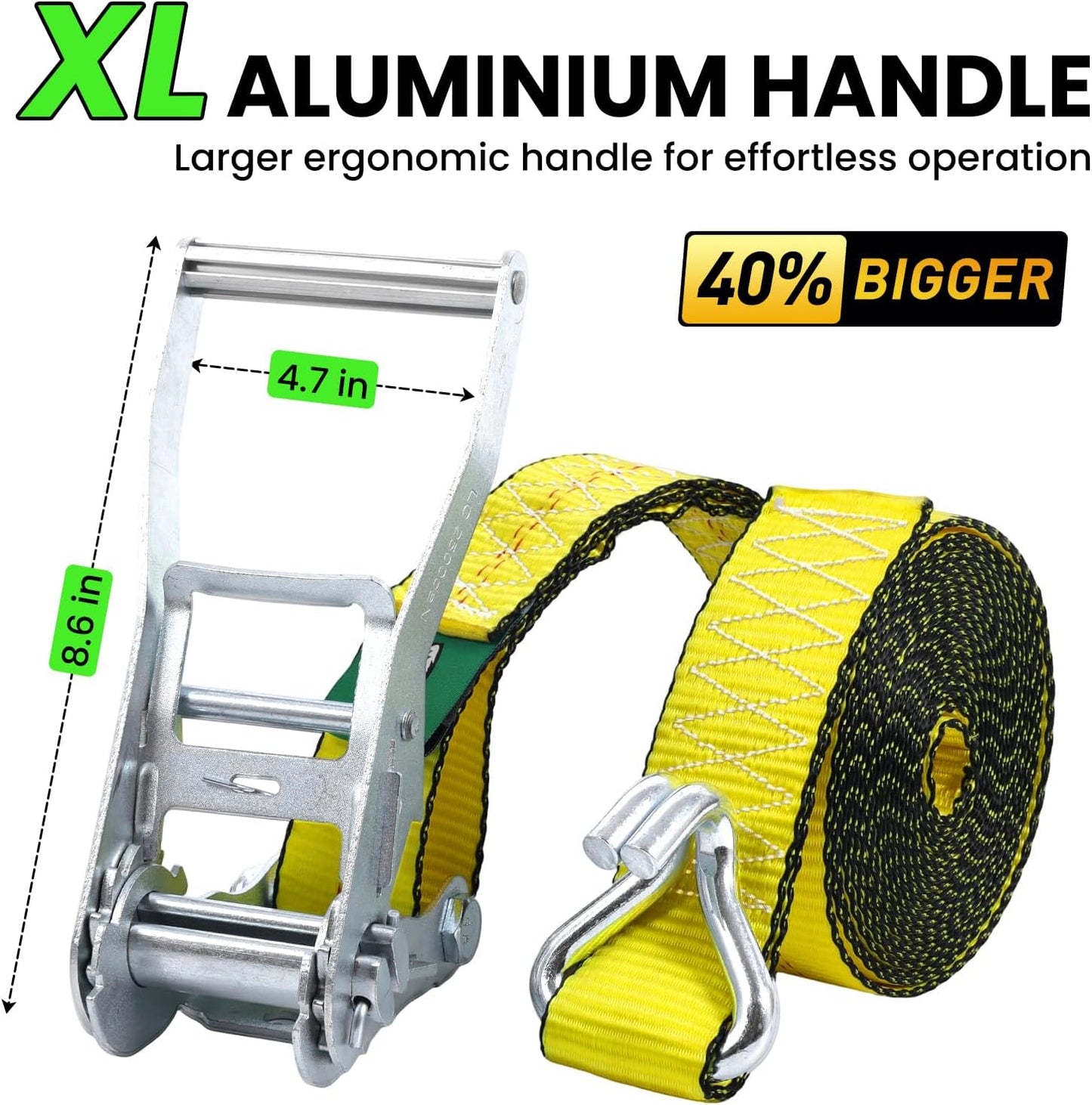 Correas trinquete 2pulg 20ft gancho J 10000lb