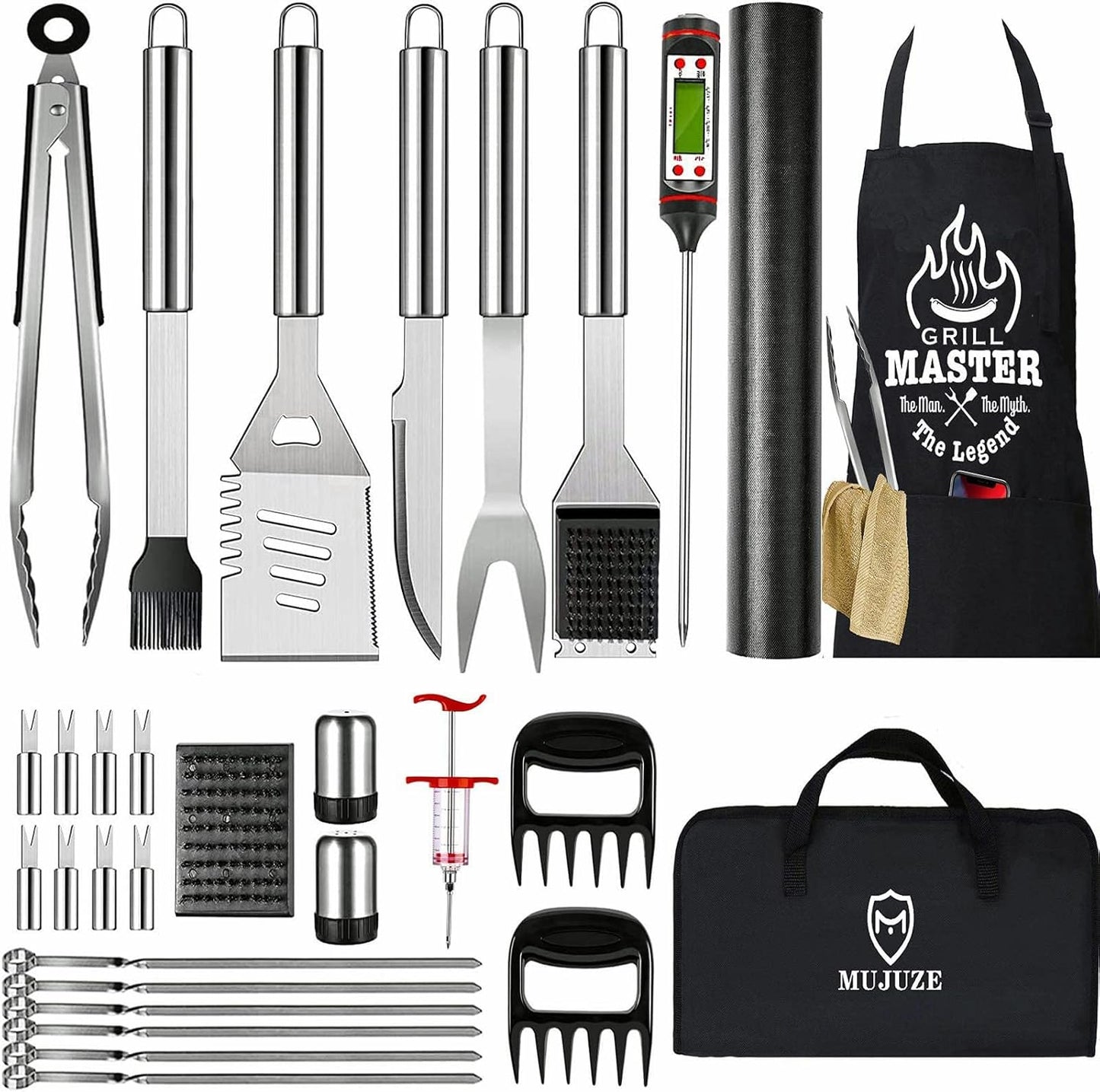 Set parrilla 31 pzas acero inox delantal para papá