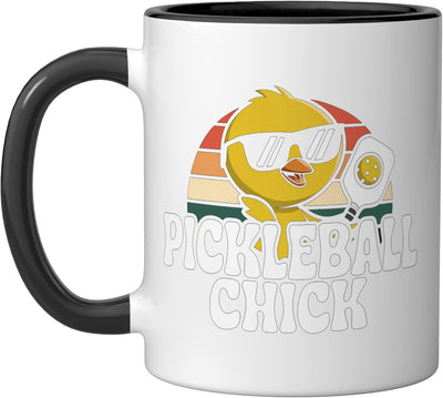 Taza de cerámica para mujer amante del pickleball negro/blanco