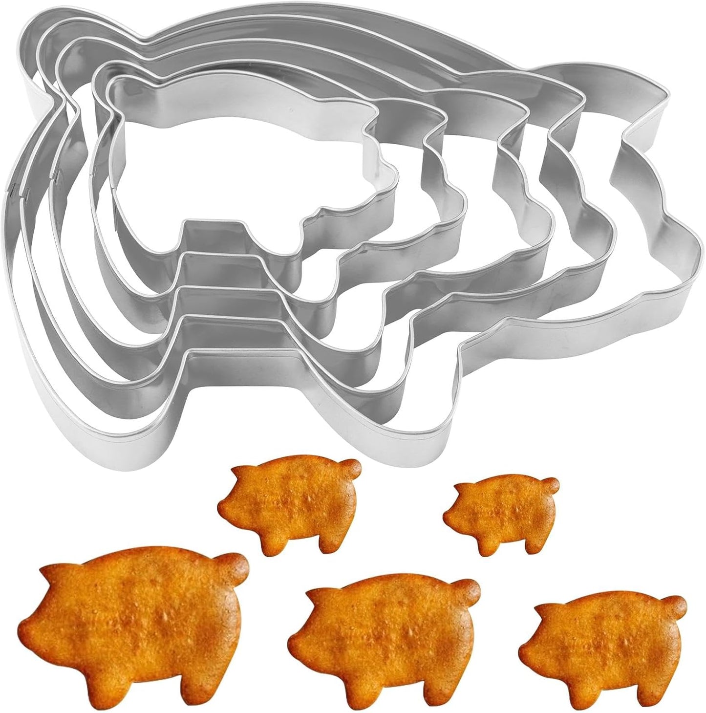 Juego de 5 cortadores de galletas de cerdo acero inoxidable