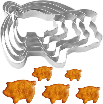 Juego de 5 cortadores de galletas de cerdo acero inoxidable