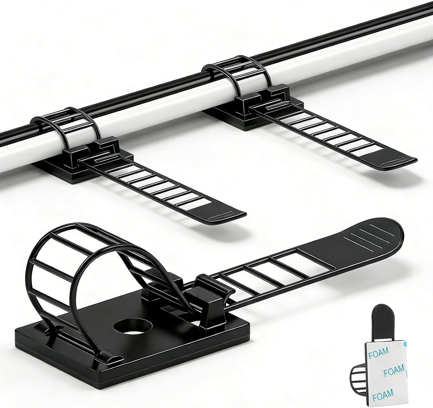 Clips adhesivos ajustables 3M para organizar cables 50uds negro