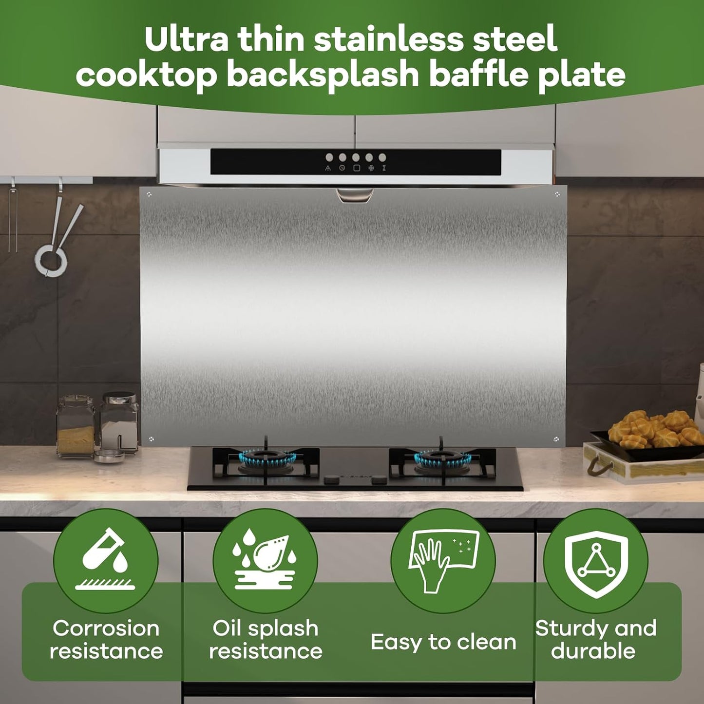 Panel acero inox 24x30pulg protector salpicaduras cocina