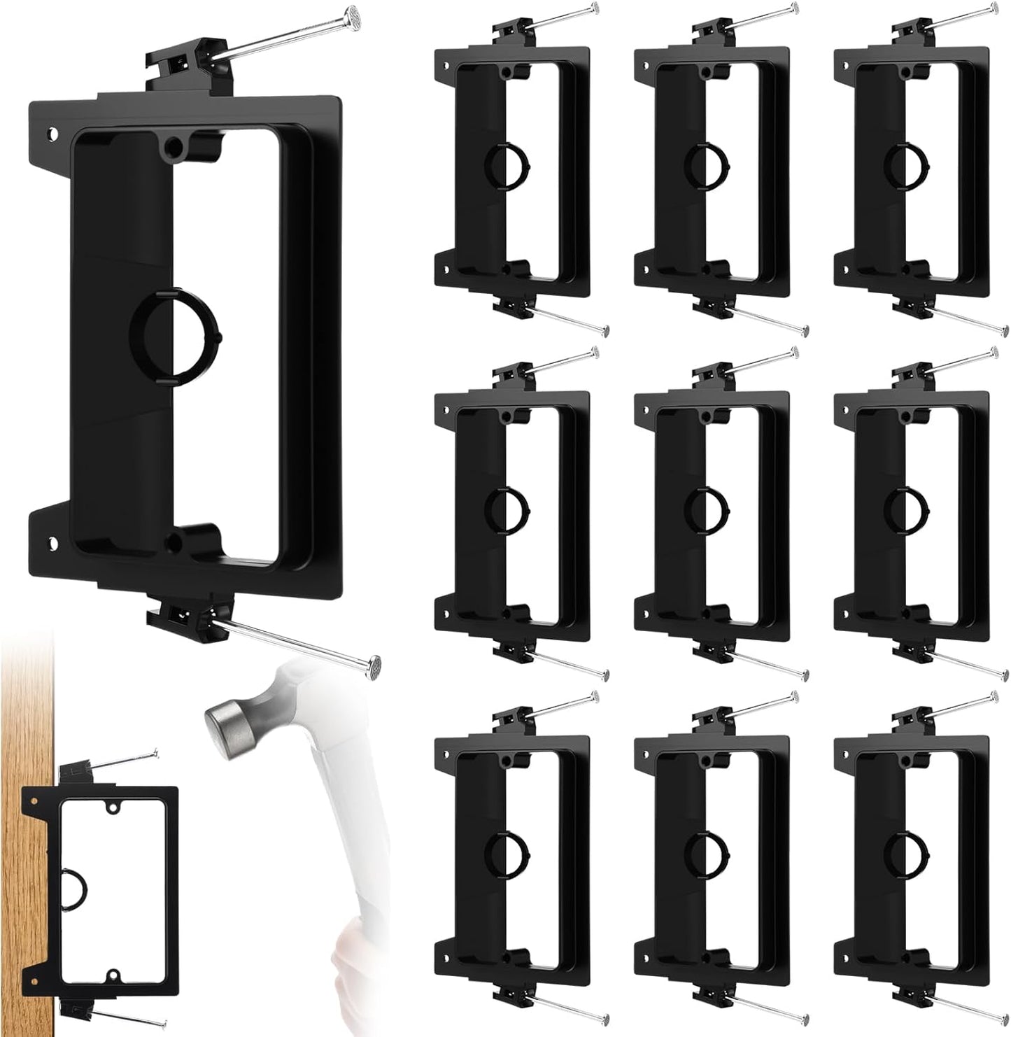 Pack 10 soportes para tornillo single gang no metálicos