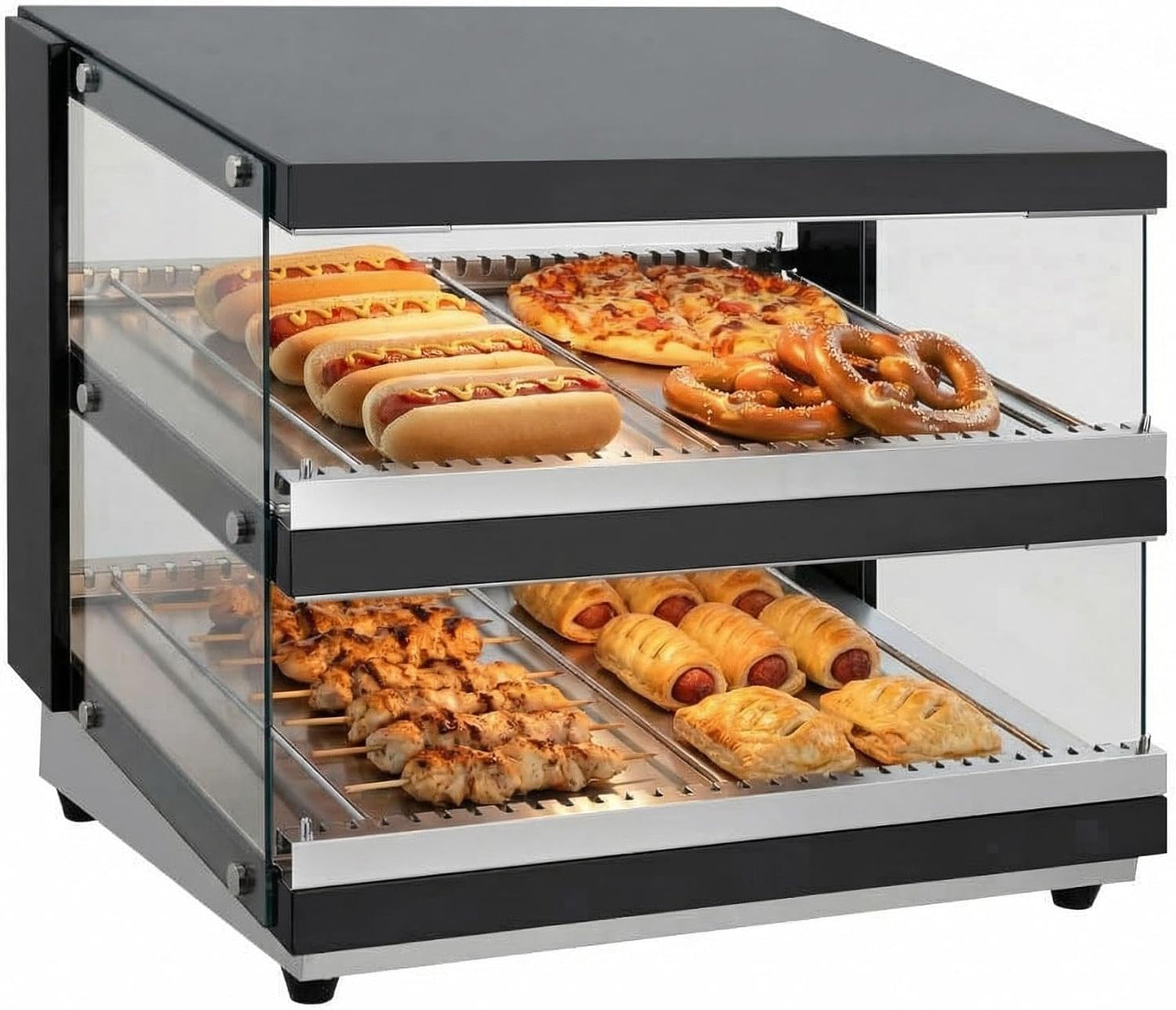Vitrina calentadora para alimentos 24 pulgadas con vidrio templado