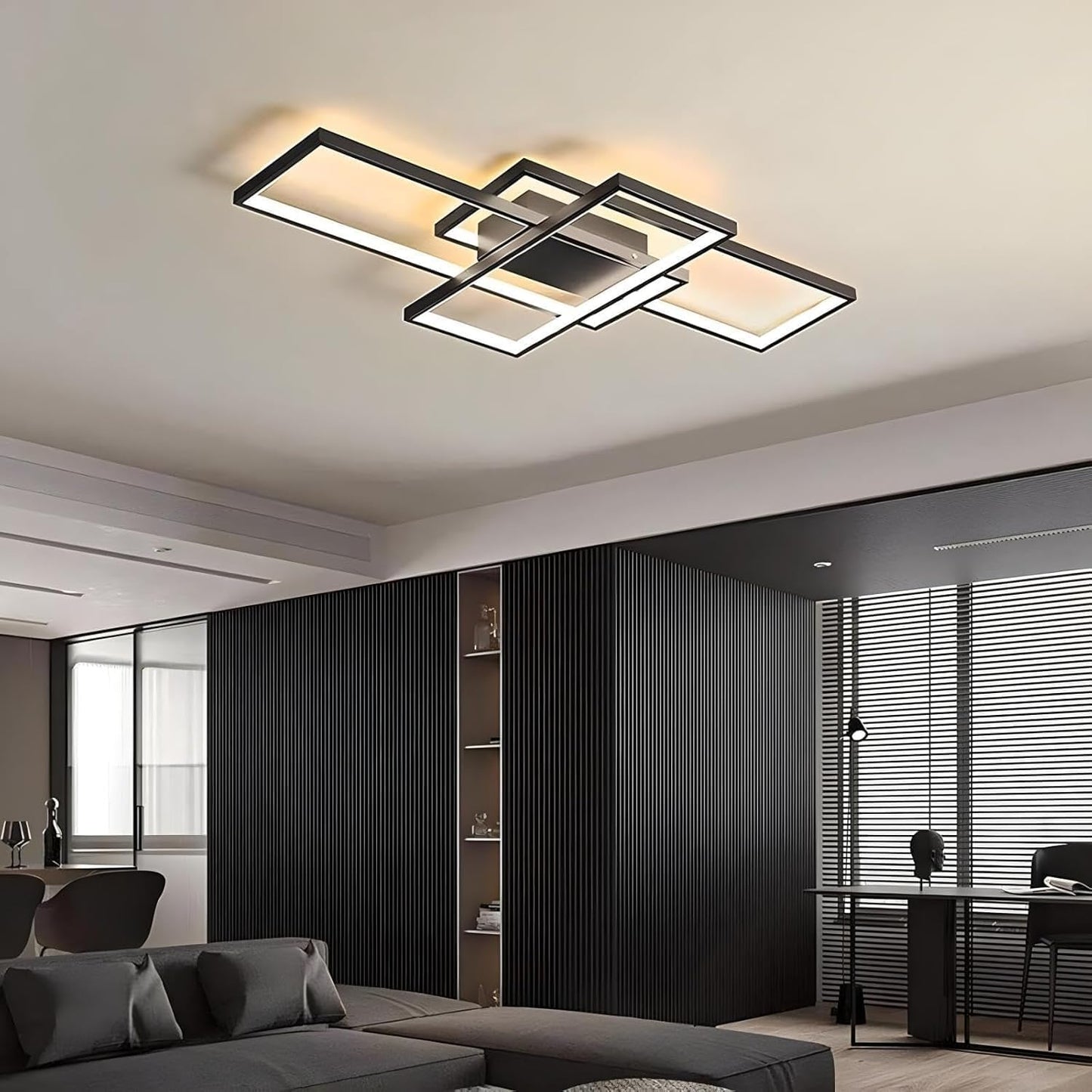 Lámpara araña LED regulable control remoto 3000K-6000K negro