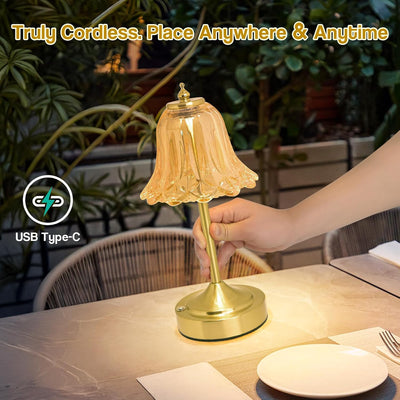 Lámpara mesa inalámbrica flor loto 5200mAh control táctil 3 colores