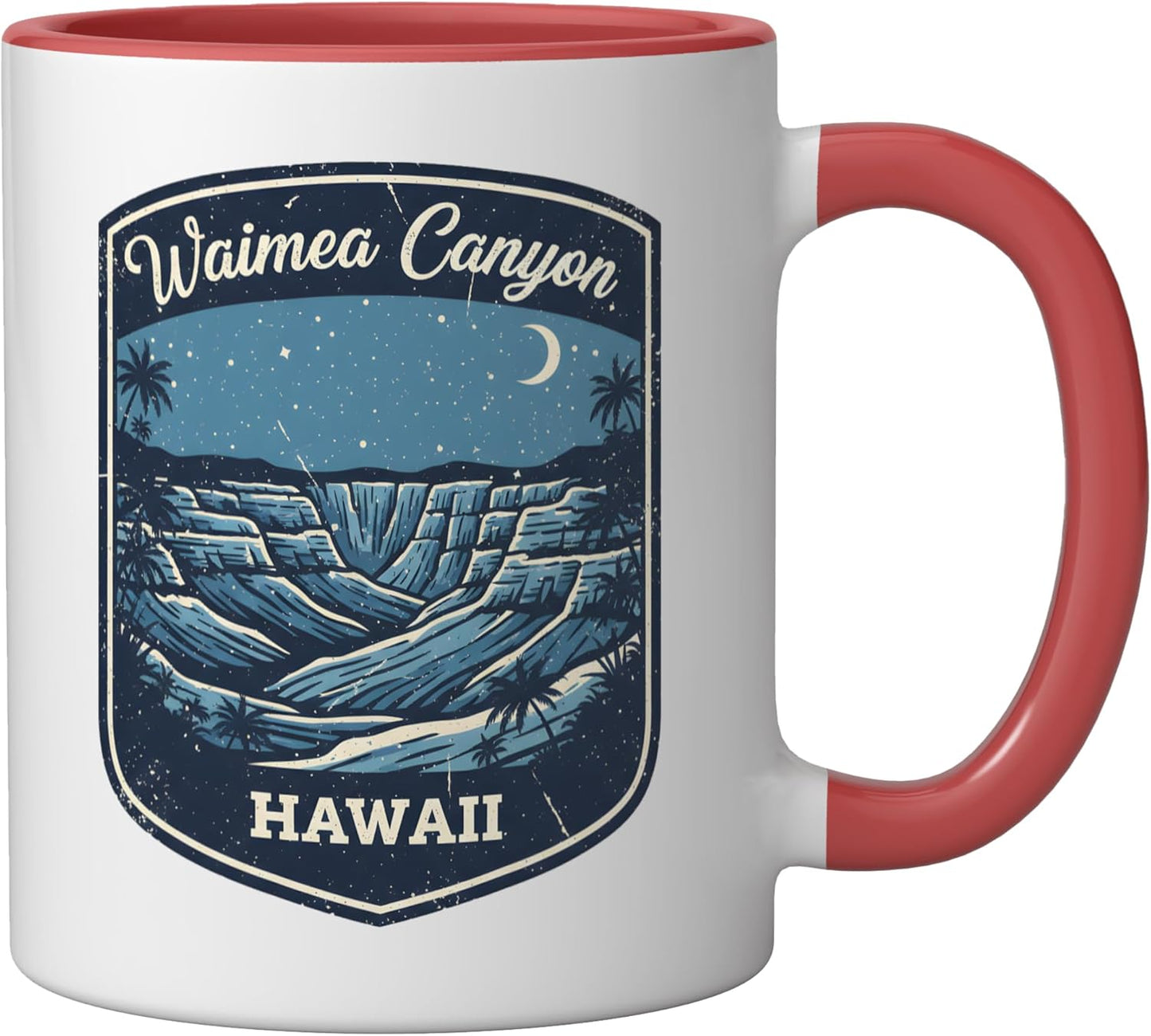 Taza Cerámica Waimea Canyon Hawái Aventura Naturaleza Rojo/Blanco