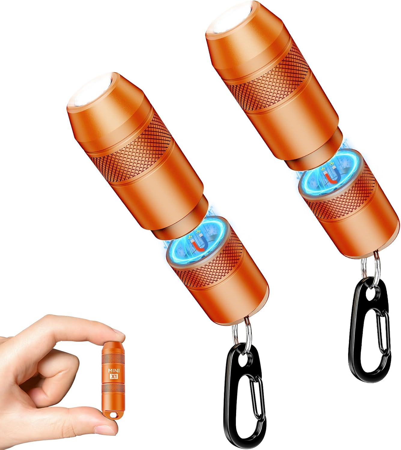 Pack 2 Linternas Mini USB-C Recargable Naranja