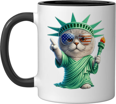 Taza Cerámica British Shorthair 4 de Julio Negro/Blanco