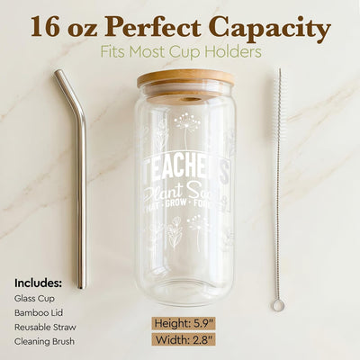 Vaso de 16 oz con tapa y pajita, regalo para profesoras de preescolar