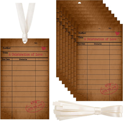 50 Tarjetas Identificación Kraft para Mesa Lectura Vintage