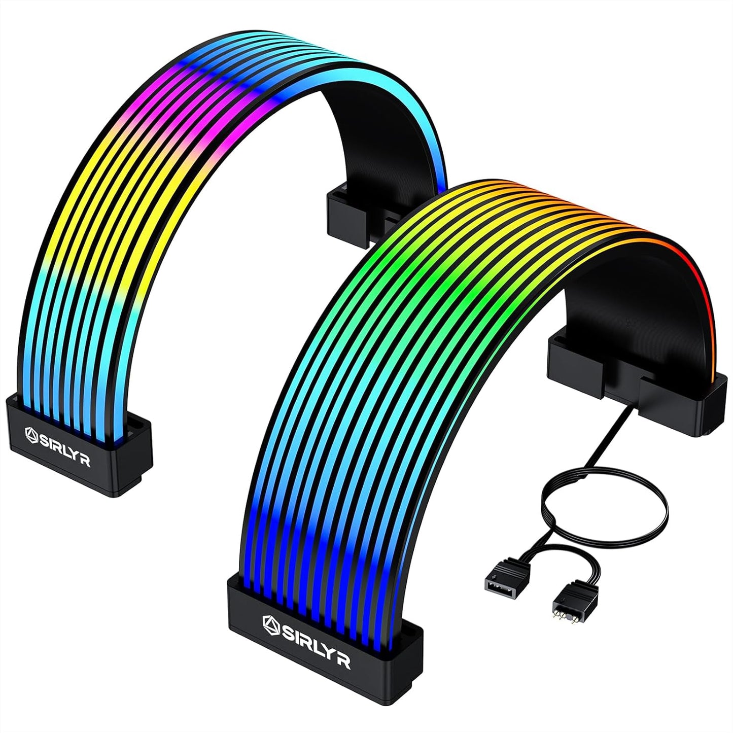 Tiras LED RGB negras para cables PCIE/12VHPWR GPU