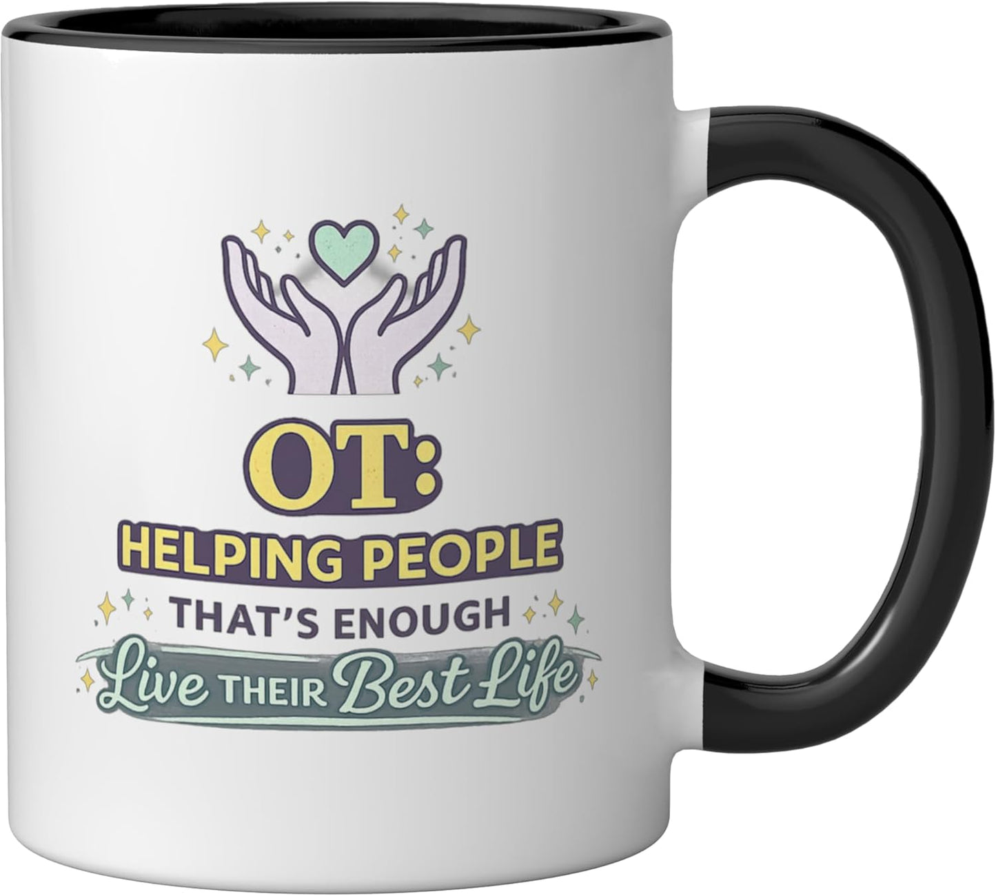 Taza cerámica OT para vivir la vida al máximo en negro y blanco