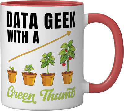 Taza cerámica para jardinería analista programador científico de datos rojo/blanco