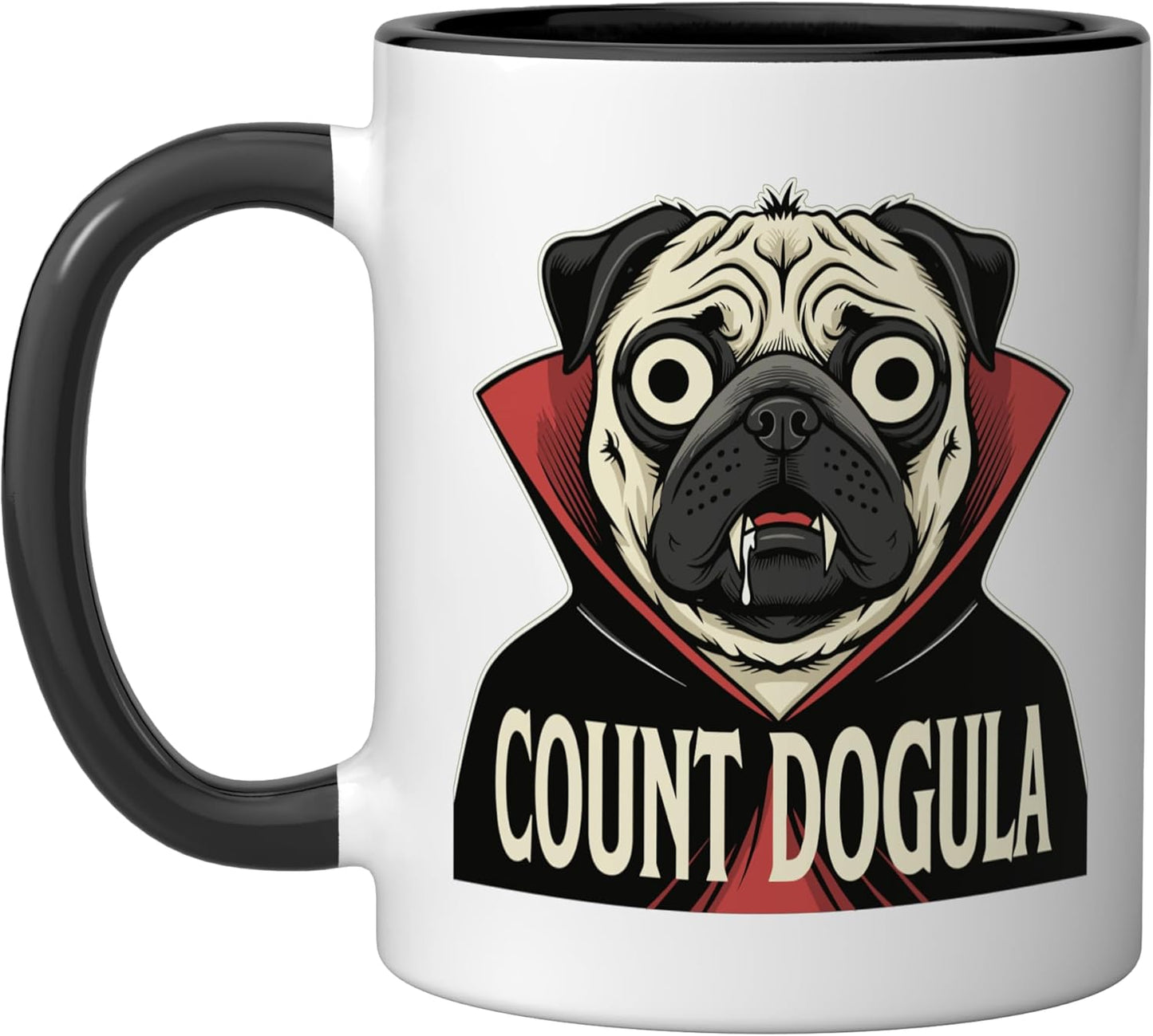 Taza Cerámica Perro Pug Halloween Negro/Blanco