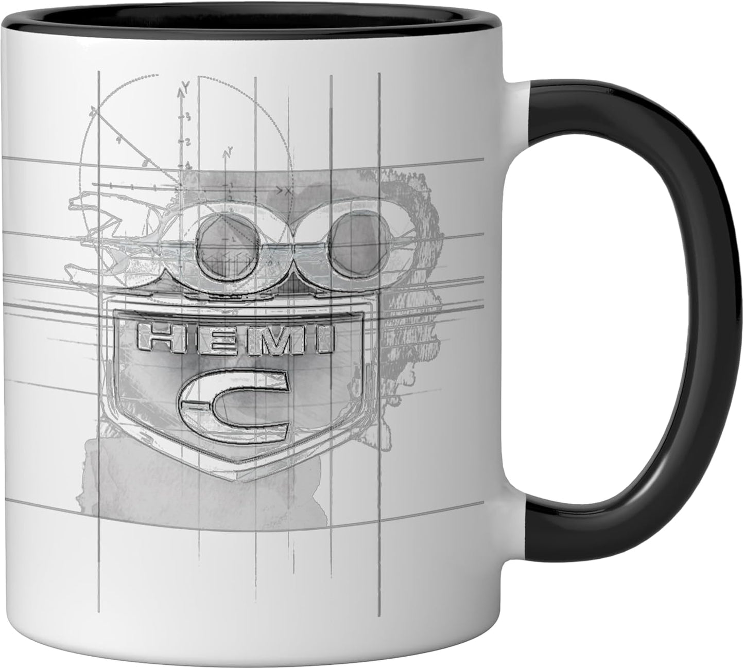 Taza de cerámica Chrysler Sketch color negro y blanco
